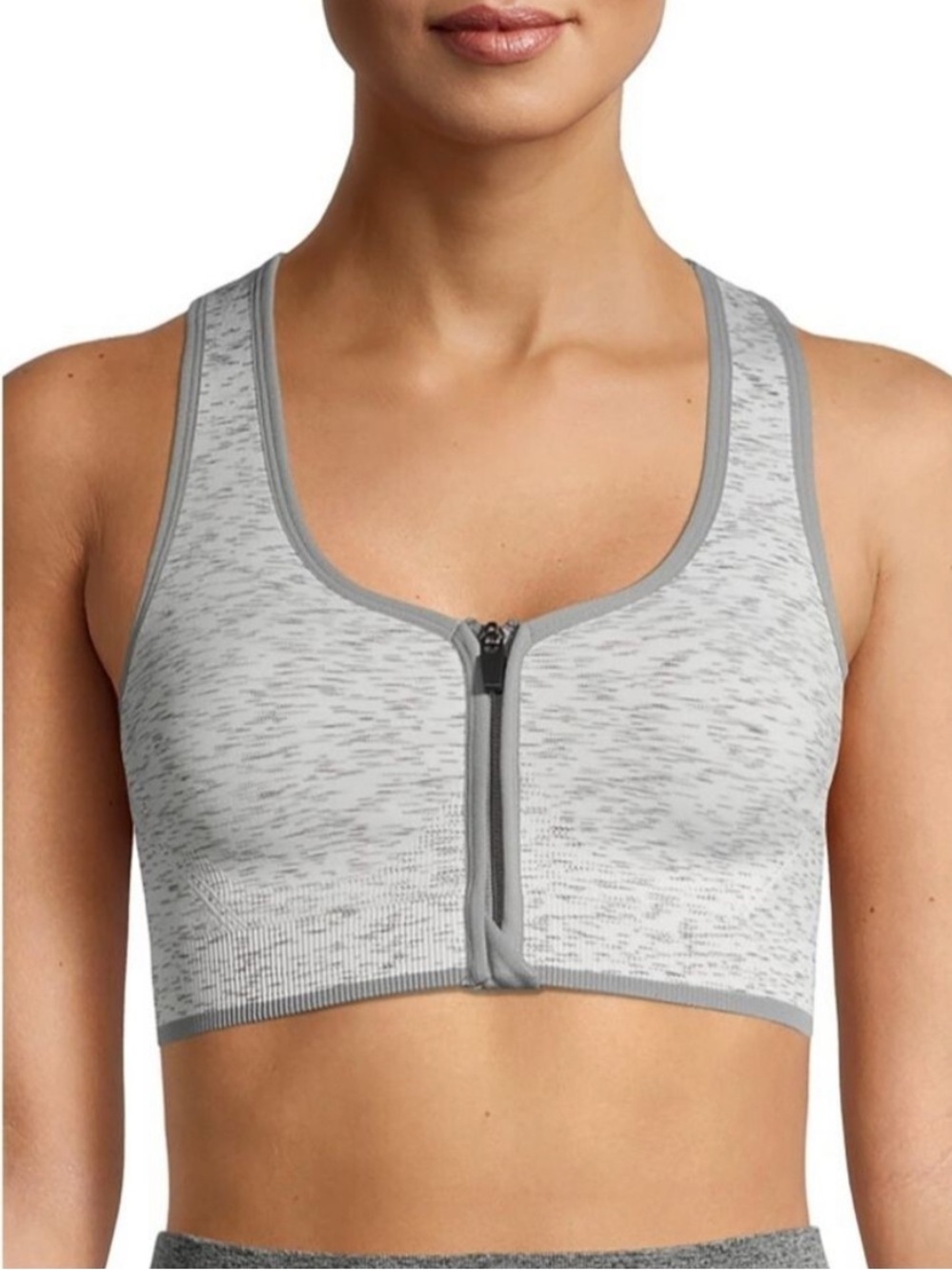 Avia Front-Zip Grey Heather Sports Bra - Women Intimates & Sleepwear